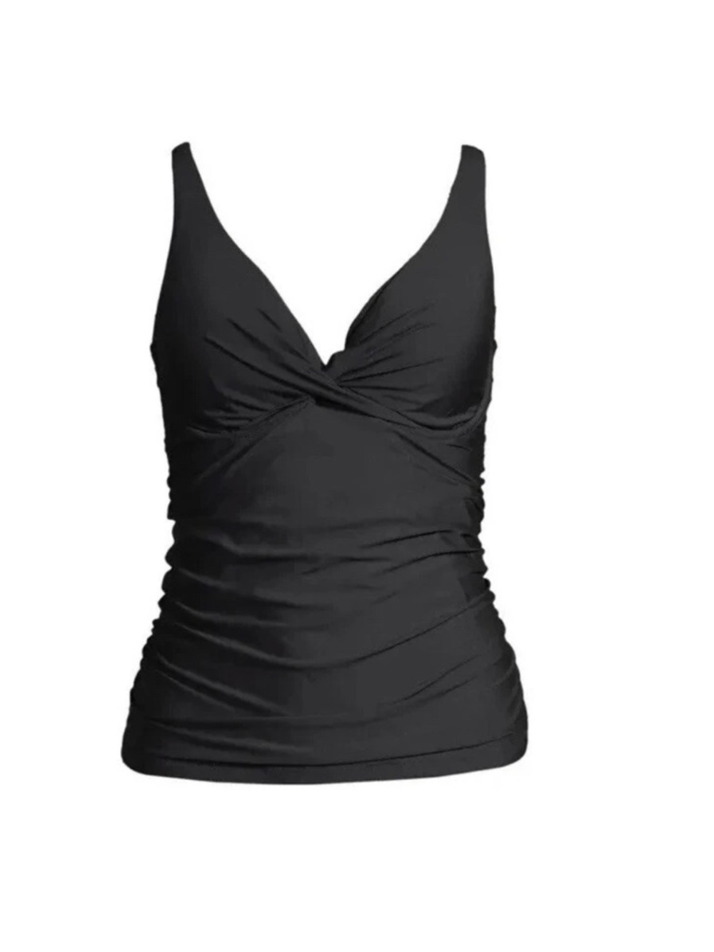 NWT Time and Tru Women’s Black Twist Front Tankini Swimsuit Top Size Small 4-6